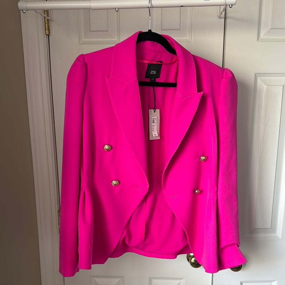 River Island Women's Hot Pink Double-Breasted Blazer